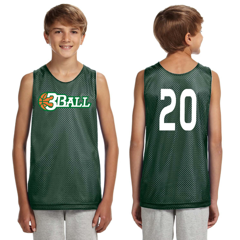 3Ball Green/White Reversible Practice Jersey w/ custom numbers - On Demand Item...takes a few days