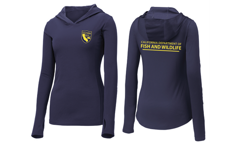 CA Dept of Fish & Wildlife Ladies Performance Long Sleeve Hooded Tee