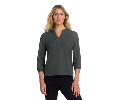 L04. FMD - Mercer+Mettle® Women's Stretch Crepe 3/4-Sleeve Blouse