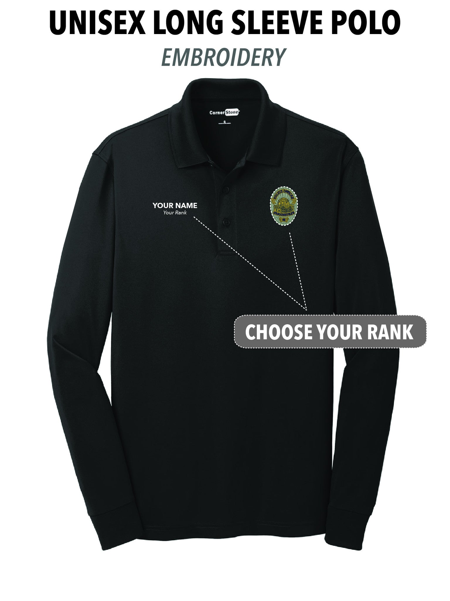 Atascadero Police Unisex Embroidered Long Sleeve Polo