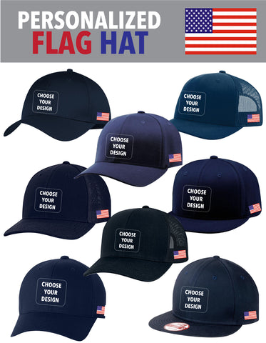 SLO Fire Department - All Hat Styles with Flag and PERSONALIZATION